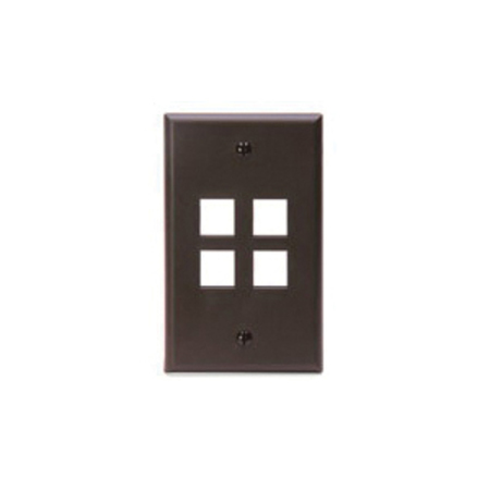 LEVITON 4-Port Wallplate Unloaded, 1-Gang Use W/Snap-In Modules, Quickport BN 41080-4BP